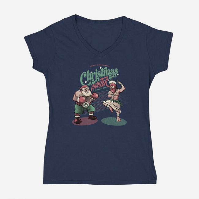 Holidays Fighting-Womens-V-Neck-Tee-tobefonseca