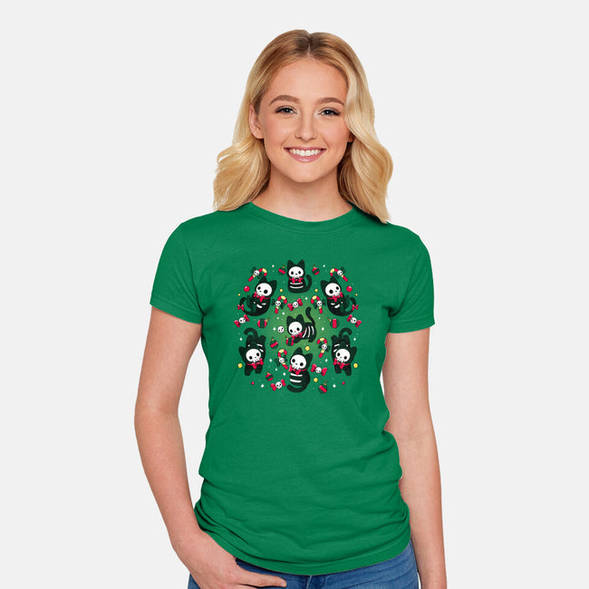 Creepy Xmas Kittens-Womens-Fitted-Tee-Vallina84