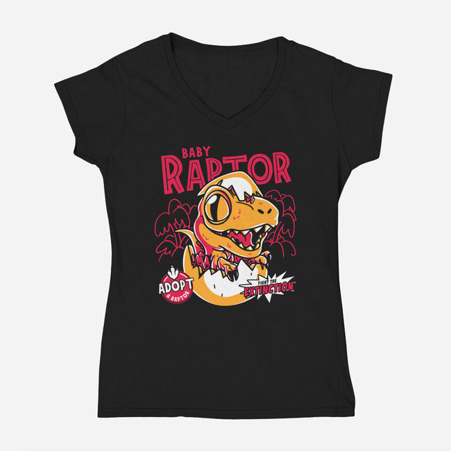 Baby Raptor-Womens-V-Neck-Tee-estudiofitas