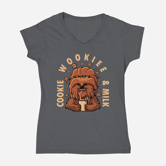 Cookie Wookee And Milk-Womens-V-Neck-Tee-erion_designs