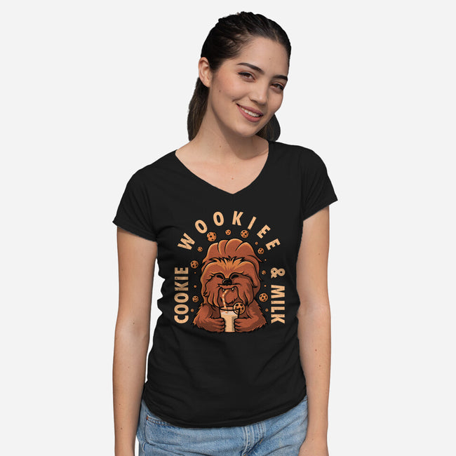 Cookie Wookee And Milk-Womens-V-Neck-Tee-erion_designs