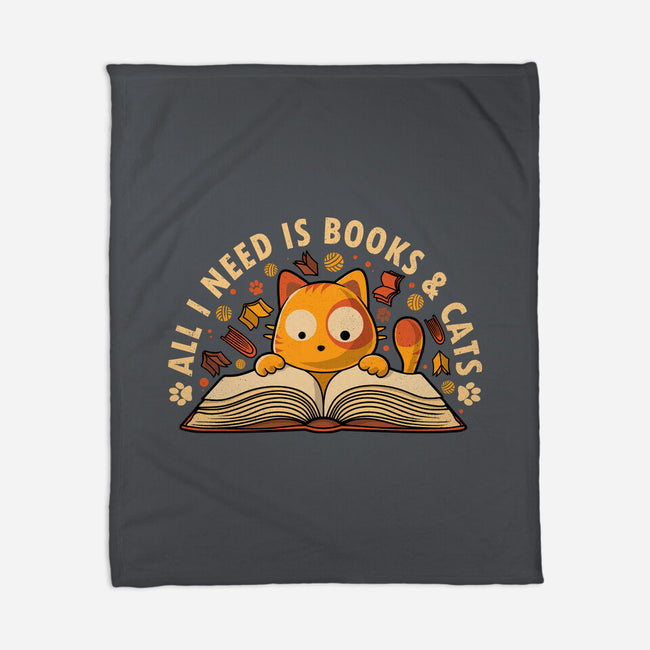 All I Need Is Books And Cats-None-Fleece-Blanket-erion_designs