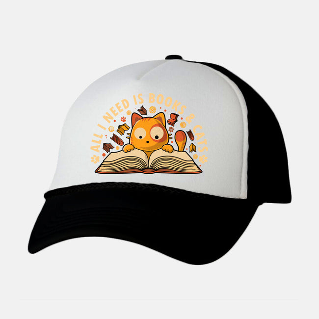 All I Need Is Books And Cats-Unisex-Trucker-Hat-erion_designs