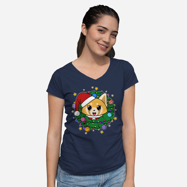 An Aggressively Merry Christmas-Womens-V-Neck-Tee-Alexhefe