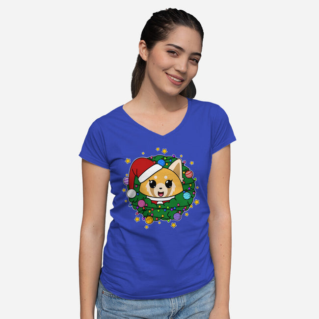 An Aggressively Merry Christmas-Womens-V-Neck-Tee-Alexhefe