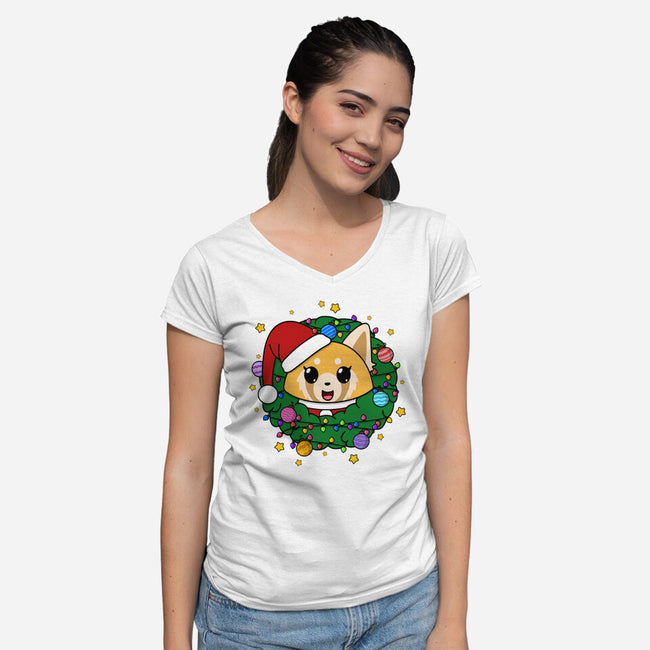 An Aggressively Merry Christmas-Womens-V-Neck-Tee-Alexhefe