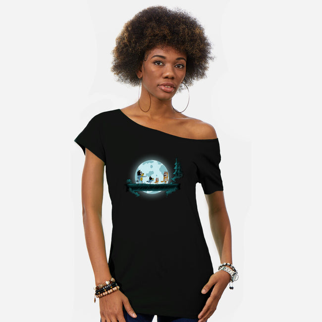 Bluey Matata-Womens-Off Shoulder-Tee-MaxoArt