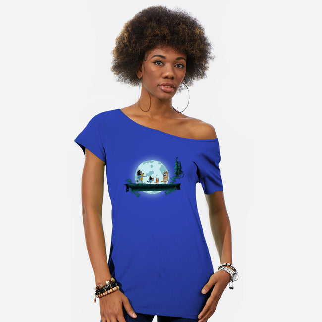 Bluey Matata-Womens-Off Shoulder-Tee-MaxoArt