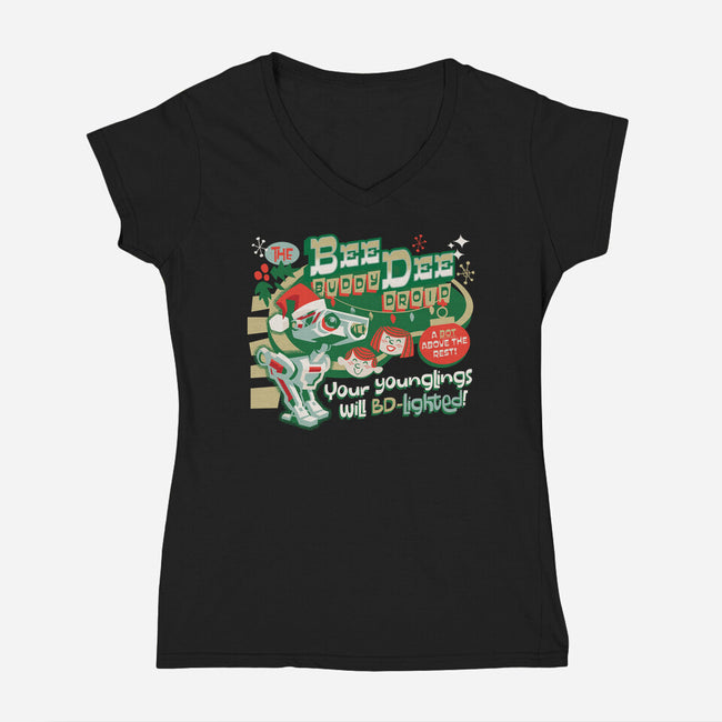 The Buddy Droid-Womens-V-Neck-Tee-Wheels