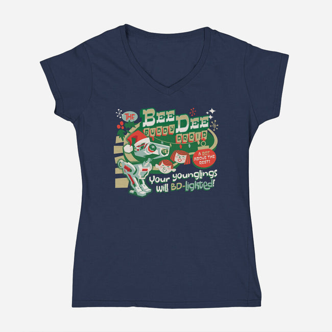 The Buddy Droid-Womens-V-Neck-Tee-Wheels