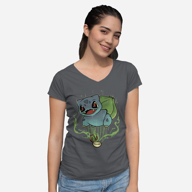 Summoning Grass Toad-Womens-V-Neck-Tee-Astrobot Invention