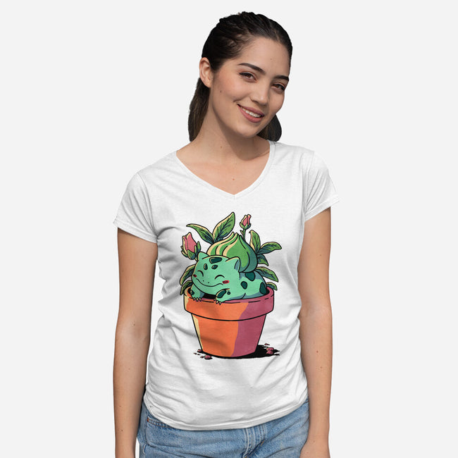 Plant Creature-Womens-V-Neck-Tee-fanfreak1