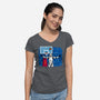 No Look Shot-Womens-V-Neck-Tee-Raffiti