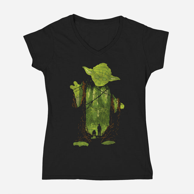 The Jedi Master-Womens-V-Neck-Tee-dalethesk8er