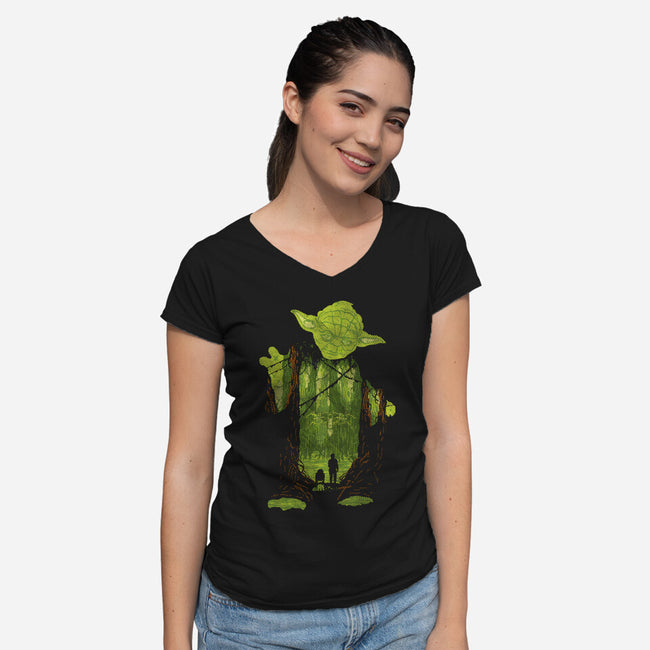 The Jedi Master-Womens-V-Neck-Tee-dalethesk8er