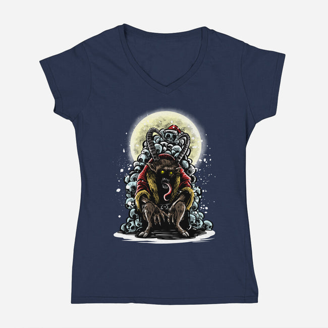 The Throne Of Krampus-Womens-V-Neck-Tee-zascanauta