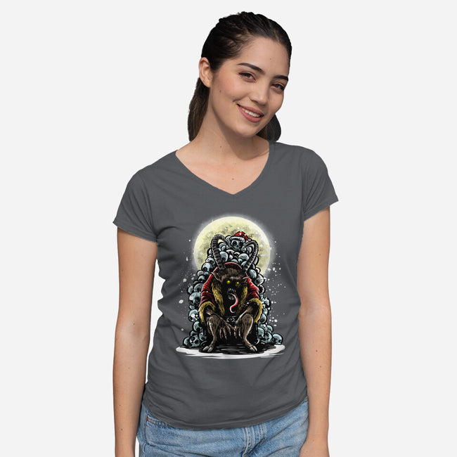 The Throne Of Krampus-Womens-V-Neck-Tee-zascanauta