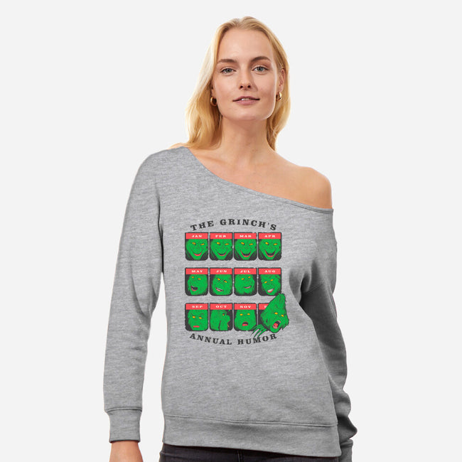 The Grinch's Annual Mood-Womens-Off Shoulder-Sweatshirt-Umberto Vicente