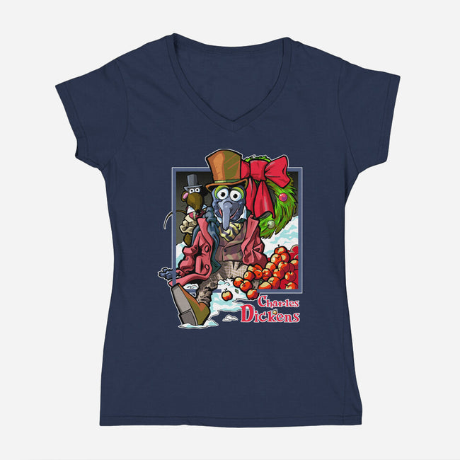 Charles Dickens-Womens-V-Neck-Tee-Action Nate