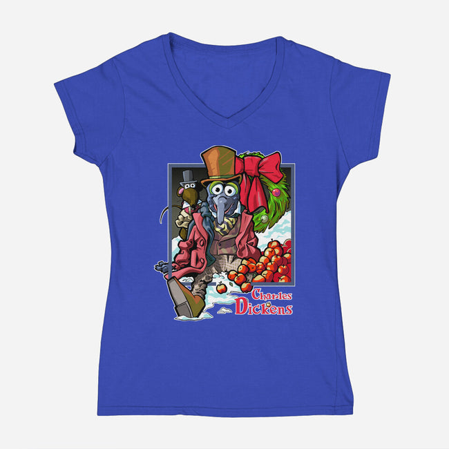 Charles Dickens-Womens-V-Neck-Tee-Action Nate