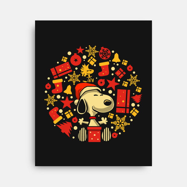 Christmas Beagle-None-Stretched-Canvas-erion_designs
