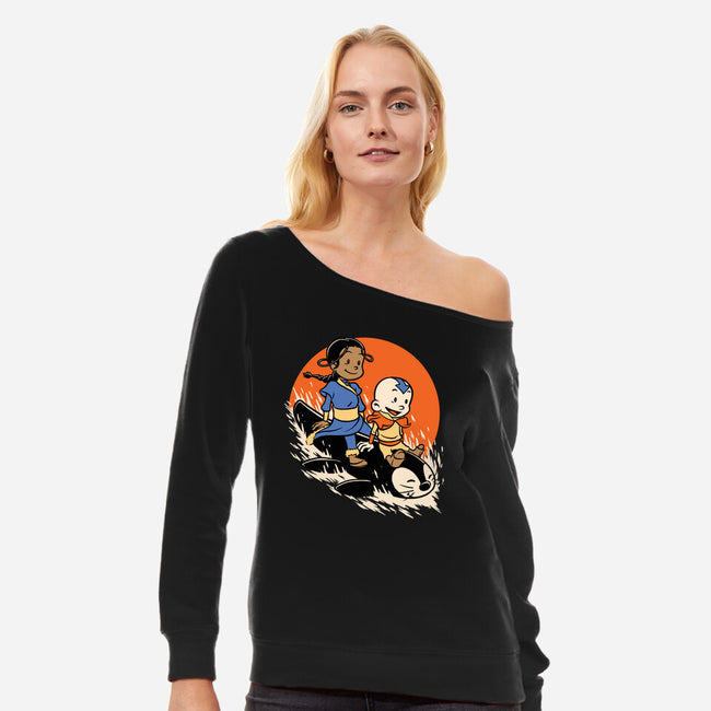 Penguin Sledding Winter Fun-Womens-Off Shoulder-Sweatshirt-Studio Mootant