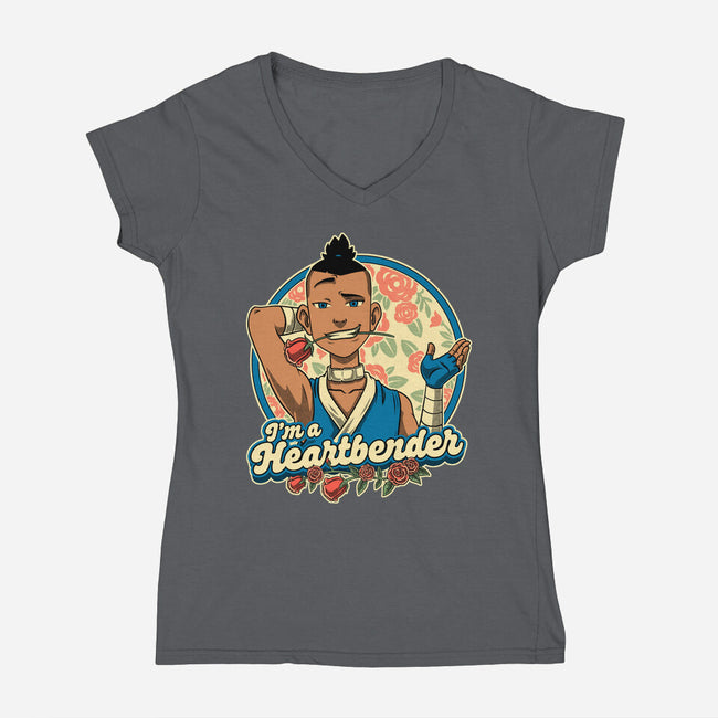 Heart Bender-Womens-V-Neck-Tee-Studio Mootant