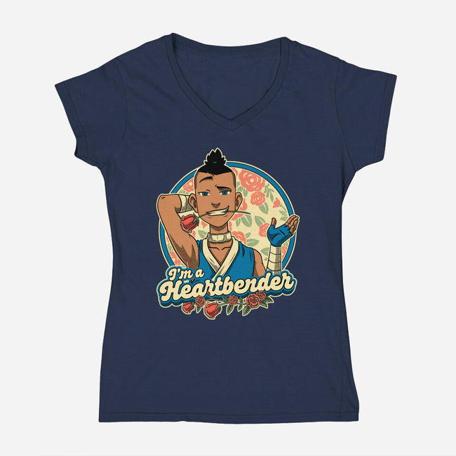 Heart Bender-Womens-V-Neck-Tee-Studio Mootant