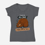 Leave Me Alone I'm Hibernating-Womens-V-Neck-Tee-drbutler