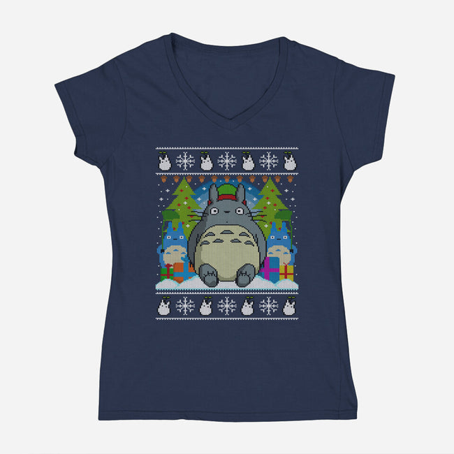 Festive Forest-Womens-V-Neck-Tee-drbutler