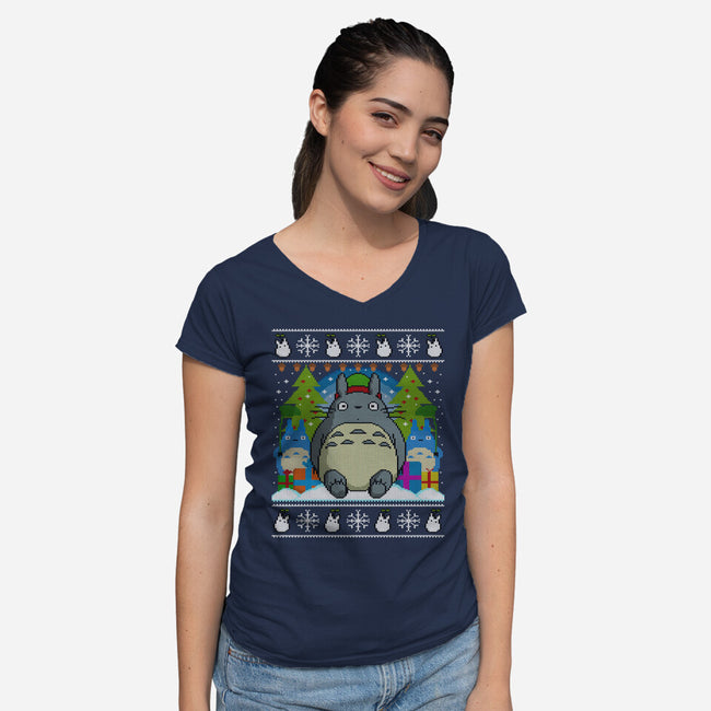 Festive Forest-Womens-V-Neck-Tee-drbutler