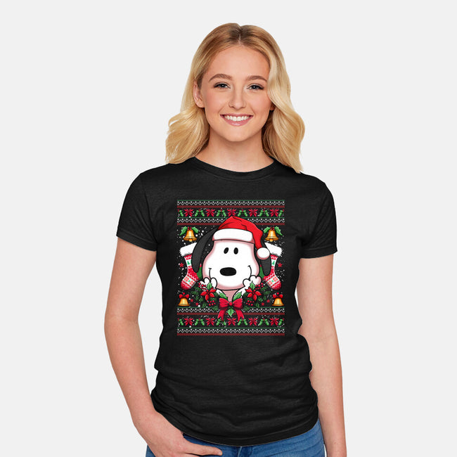 Snoopy Christmas Sweater-Womens-Fitted-Tee-JamesQJO