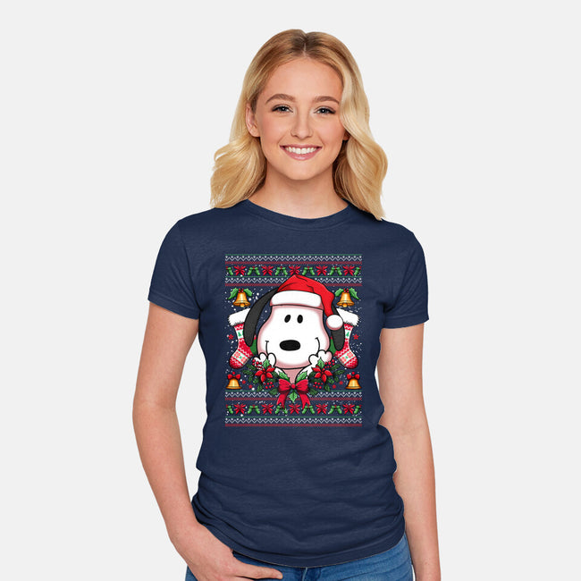 Snoopy Christmas Sweater-Womens-Fitted-Tee-JamesQJO