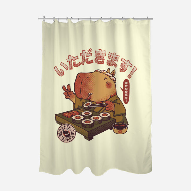 Sushi Chef Cute Capybara-None-Polyester-Shower Curtain-tobefonseca