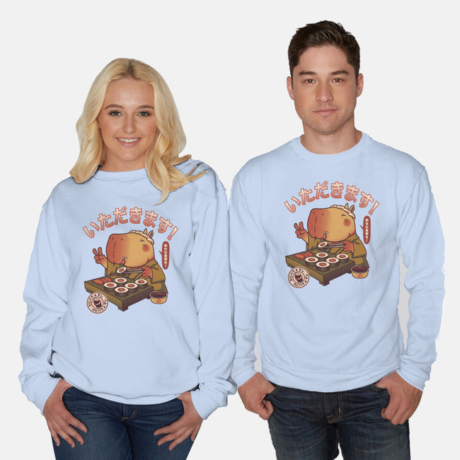 Sushi Chef Cute Capybara-Unisex-Crew Neck-Sweatshirt-tobefonseca