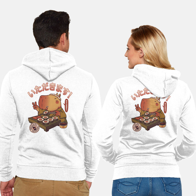 Sushi Chef Cute Capybara-Unisex-Zip-Up-Sweatshirt-tobefonseca