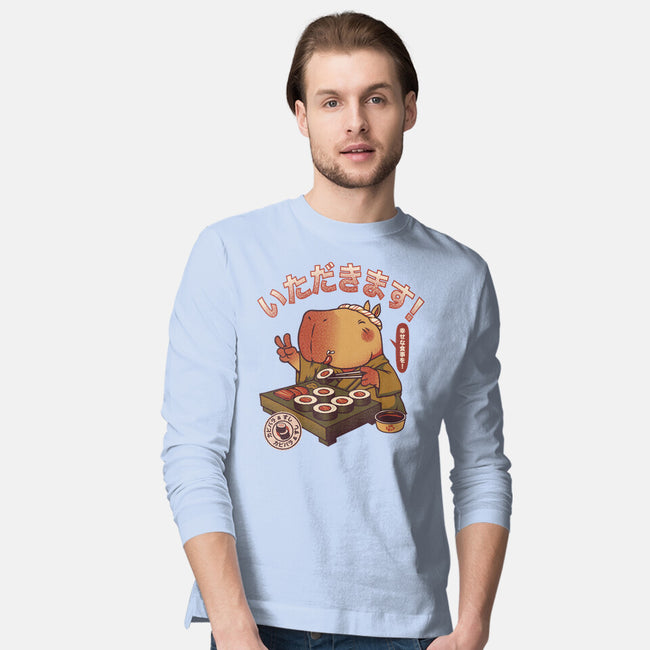 Sushi Chef Cute Capybara-Mens-Long Sleeved-Tee-tobefonseca