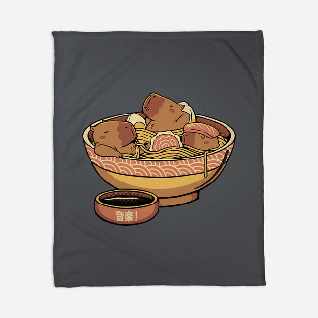 Capybara Cute Ramen-None-Fleece-Blanket-tobefonseca