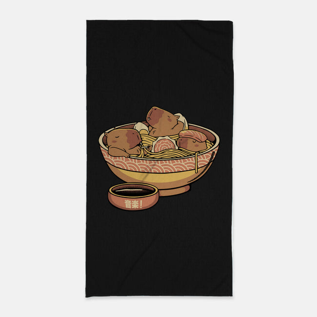 Capybara Cute Ramen-None-Beach-Towel-tobefonseca