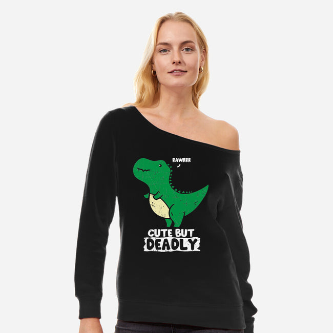 Cute But Deadly T-Rex-Womens-Off Shoulder-Sweatshirt-turborat14