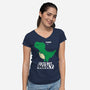 Cute But Deadly T-Rex-Womens-V-Neck-Tee-turborat14