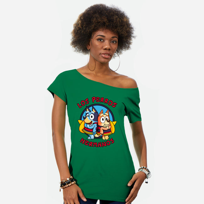 Los Perros Hermanos-Womens-Off Shoulder-Tee-Raffiti