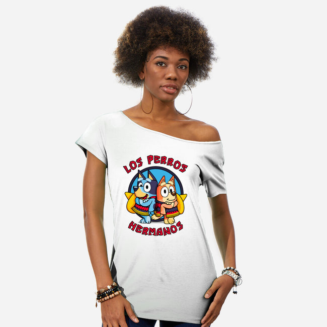 Los Perros Hermanos-Womens-Off Shoulder-Tee-Raffiti