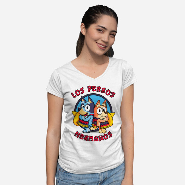 Los Perros Hermanos-Womens-V-Neck-Tee-Raffiti