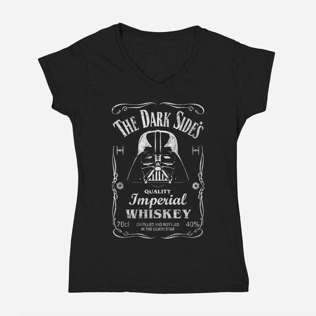 The Dark Side's Whiskey-Womens-V-Neck-Tee-NMdesign