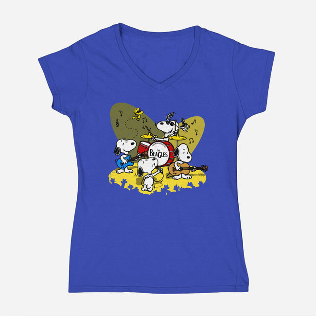 The Beagles-Womens-V-Neck-Tee-drbutler