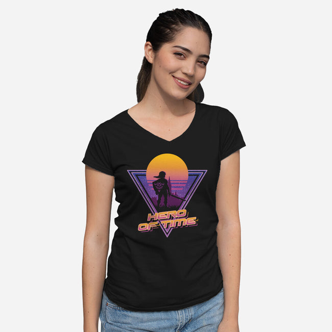 Neon Hero Of Time-Womens-V-Neck-Tee-jrberger