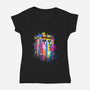 Rainbow Tardis-Womens-V-Neck-Tee-kharmazero