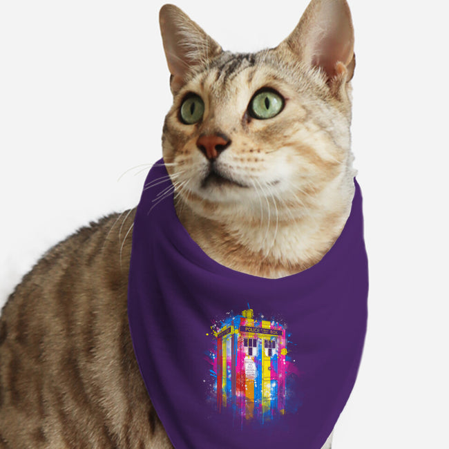 Rainbow Tardis-Cat-Bandana-Pet Collar-kharmazero