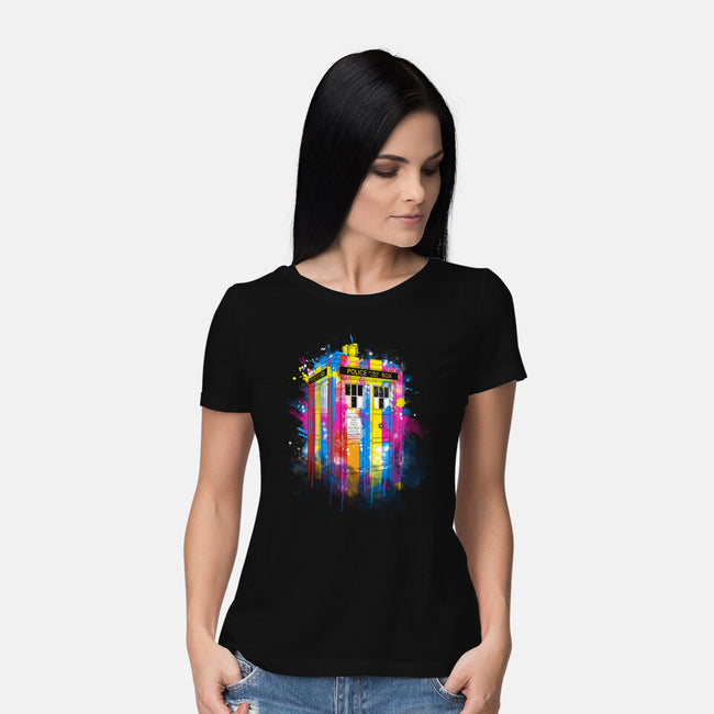 Rainbow Tardis-Womens-Basic-Tee-kharmazero